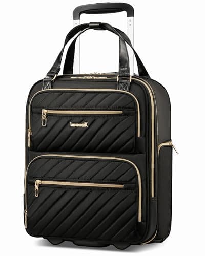 LUGGEX Bagage à main sous le siège avec roulettes, bagage sous le siège pour ordinateur portable de 15,6 pouces pour voyager, 15,7 x 13,0 x 7,7 pouces (noir)