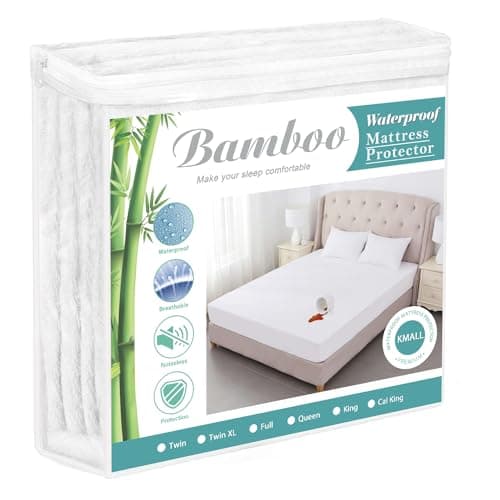 Protège-matelas Queen Size, housse de matelas imperméable et rafraîchissante, dessus en tissu éponge de bambou, drap-housse respirant, poche profonde, sans bruit, vinyle, PVC...