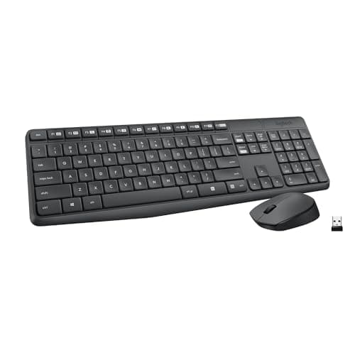 Logitech MK235 Wireless Keyboard and Mouse Combo for Windows, 2.4 GHz Wireless Unifying USB Receiver, 15 FN Keys, Long Battery Life, Compatible...