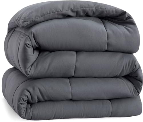 Couette double en duvet d'oie alternative en microfibre matelassée solide/insert de couette – Literie hypoallergénique ultra douce – Chaleur moyenne pour tous...