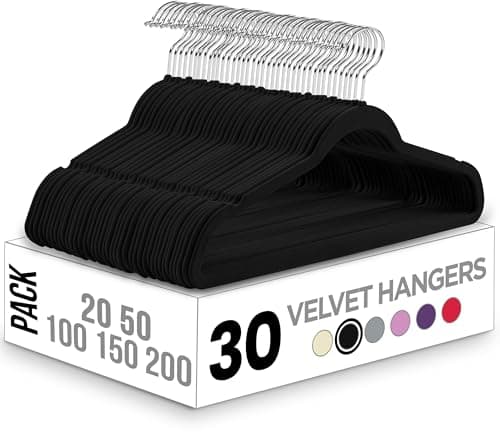 Prix ​​le plus bas en 30 jours | Utopia Home Pack de 30 cintres en velours antidérapants de qualité supérieure Crochet rotatif à 360 degrés Durable et ...