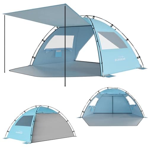 Elegear CumbreX™ Beach Tent Sun Shelter with Canopy,4-5 Person Pop Up Beach Tent Canopy,Easy Setup UPF 50+ UV Protection Portable Lightweight...