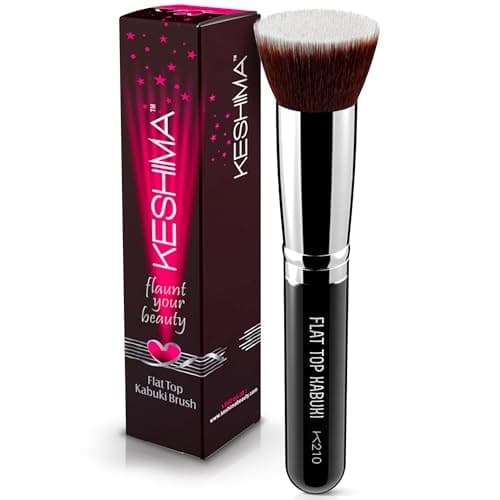 Flat Top Kabuki Foundation Brush By KESHIMA - Premium Makeup Brush for Liquid, Cream, and Powder Foundation, 3cm Top Diameter