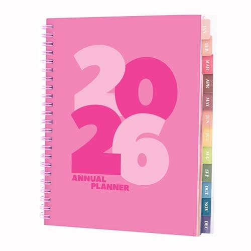 Planificateur Rileys 2026, planificateur d'agenda avec vue hebdomadaire et mensuelle, agenda quotidien et calendrier des planificateurs annuels, reliure à spirale avec onglets,...