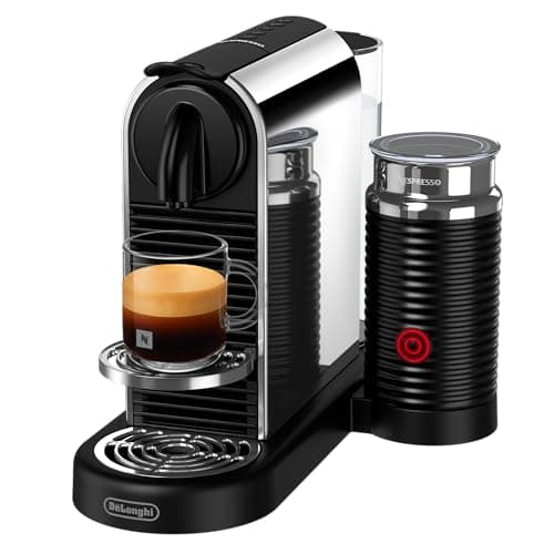 Machine à café et expresso Nespresso CitiZ & Milk Platinum à portion individuelle par De'Longhi avec mousseur à lait Aeroccino, acier inoxydable