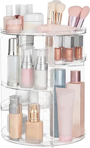HBlife 360 Rotating Makeup Organizer Adjustable Makeup Carousel Large Capacity Revolving Perfume Organizer Skincare Organizers Cosmetic Storage...