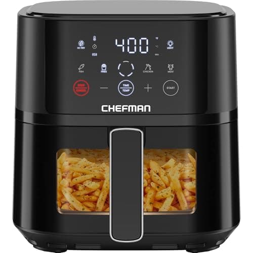 Chefman Air Fryer – Friteuse à air compacte de 4 QT pour des repas rapides et faciles, dotée de la technologie Hi-Fry pour une cuisson extra croustillante et facile...