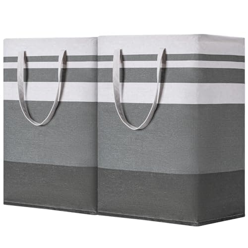 BOOMIBOO Lot de 2 grands paniers à linge, panier à linge autoportant imperméable, panier à vêtements pliable avec poignées de transport faciles dans la buanderie...