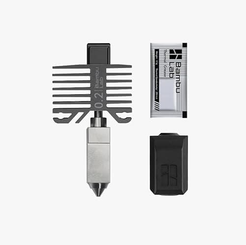 Bambu Lab Hotend avec buse – Série X1 et série P1 compatible avec l'imprimante 3D carbone P1S P1P X1C X1 (acier inoxydable 0,2 mm)