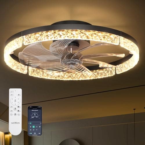 addlon Ceiling Fans with Lights and Remote, 20'' Low Profile Ceiling Fans, 3000-6000K Dimmable Modern Flush Mount LED Fan Light, Fandelier Ceiling...