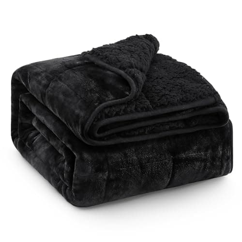Couverture lestée en polaire Sherpa super douce et pelucheuse, couvertures lourdes et moelleuses double face de 15 lb pour adultes - Pas de regroupement avec doubles couches de...