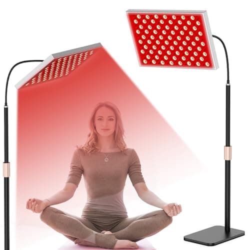 Thérapie par la lumière rouge pour le corps : lampe à panneau de thérapie par la lumière infrarouge avec support, dispositif LED rouge profond de 660 nm et proche infrarouge de 850 nm à la maison pour le visage et le corps