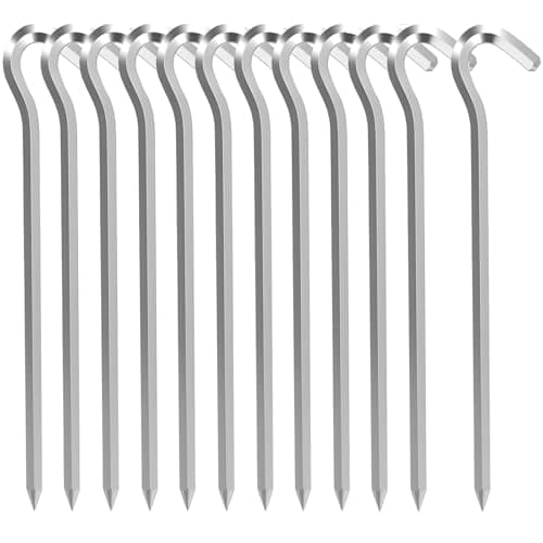 Tent Stakes Tent Pegs Aluminium Metal Heavy Duty Tent Hooks Camping Hard Ground Pegs for Camping, Beach, Garden Netting, Football Goal & Outdoor...