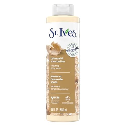 St. Ives Gel douche apaisant pour peau sèche Farine d'avoine et beurre de karité à base d'extraits 100 % naturels 650 ml
