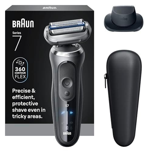 Braun Rasoir électrique pour hommes série 7, rasoir à barbe, rasoir électrique, 360ContourFlex, tondeuse de précision, étui de voyage, S7 7120s