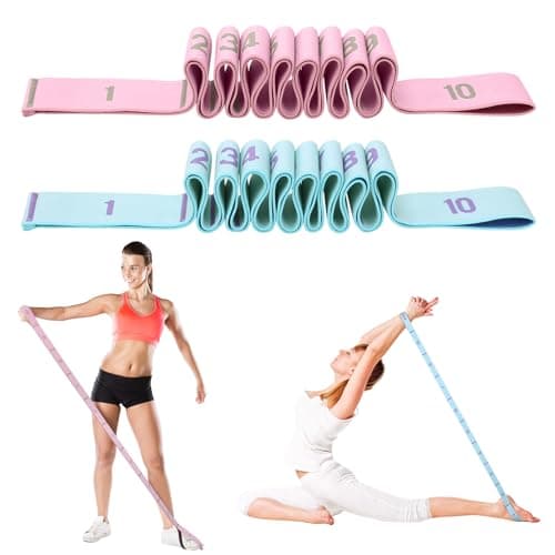 Guiqulai 2 Pièces Sangle Extensible pour Exercice Yoga, Sangle d'étirement Multi-Boucles Sangles de Yoga Bandes d'exercice pour Exercice Physique Thérapie Pilates