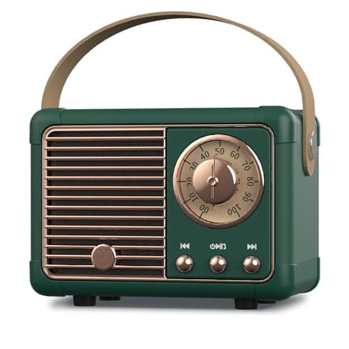 Haut-parleur Bluetooth rétro PRUNUS J-999, décor vintage, mini haut-parleur Bluetooth sans fil, style mignon à l'ancienne, prise en charge USB/carte TF/AUX pour bureau de cuisine...