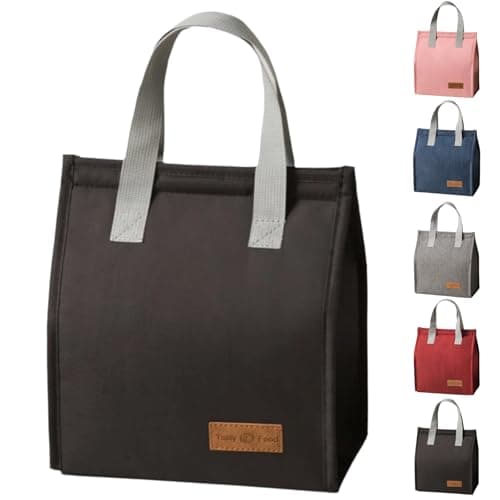 Sac à déjeuner pour adultes et étudiants – Sac à déjeuner isolé et étanche, réutilisable, portable pour le travail/école/voyage/pique-nique/plage (noir)
