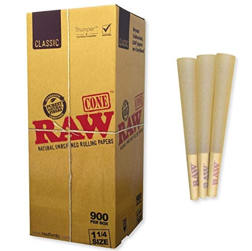 Cônes naturels RAW pré-roulés taille 1 1/4 boîte 900