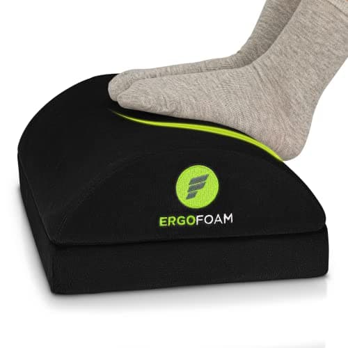 ErgoFoam Adjustable Foot Rest Under Desk for Added Height | Large Premium Velvet Soft Foam Footrest for Desk | Most Comfortable Desk Foot Rest in...