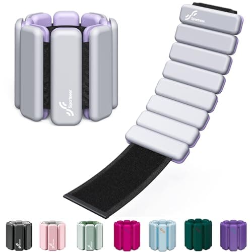 Sportneer Wrist & Ankle Weights for Women Men - 1 Pair (1 lb/2 lb Each) | Adjustable Weighted Bracelet Silicone Bangles for Yoga, Dance, Pilates,...