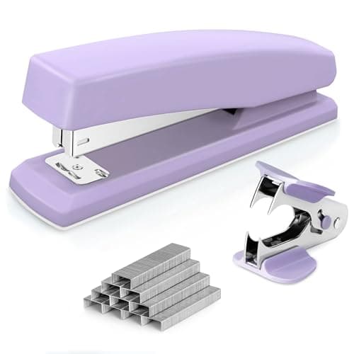 Deli Desktop Stapler, 20 Sheet Capacity, Includes 1000 Staples and Staple Remover (Purple)
