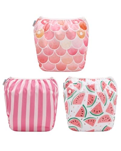 ALVABABY Baby Girl Swim Diapers Reusable Washable Adjustable for Infants Babies Toddlers 3 Pack Swimming Lesson 2T 3SWY59-CA