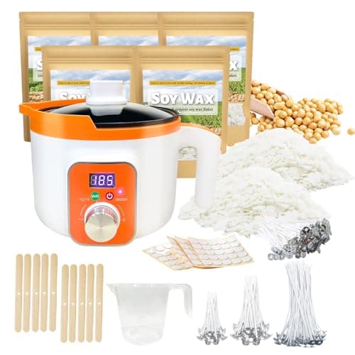 Kit de fabrication de bougies en cire de soja avec fondoir de cire numérique, flocons de cire de soja de 2,3 kg pour la fabrication de bougies, mèches en coton, outils de centrage, cire de bougie en vrac