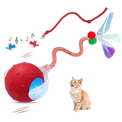 Jouets interactifs pour chats d'intérieur, 3 modes de fonctionnement, jouets interactifs pour chats avec queue en maille élastique, jouet automatique pour chats adultes d'intérieur qui s'ennuient et...