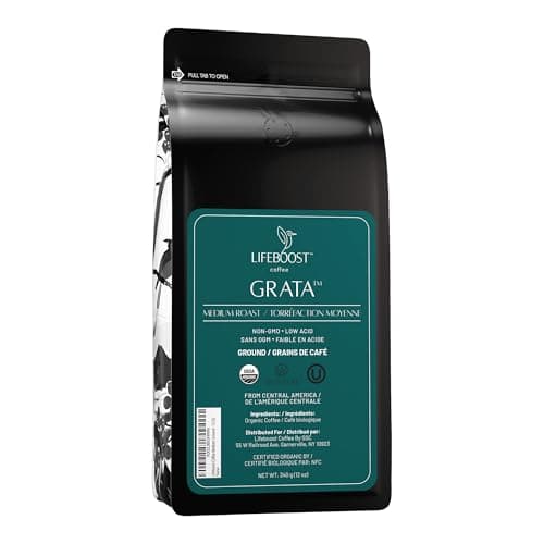 Lifeboost Coffee Medium Roast Ground Coffee - Low Acid Single Origin USDA Organic Coffee - Non-GMO Ground Coffee Beans Dark Roast Third Party...