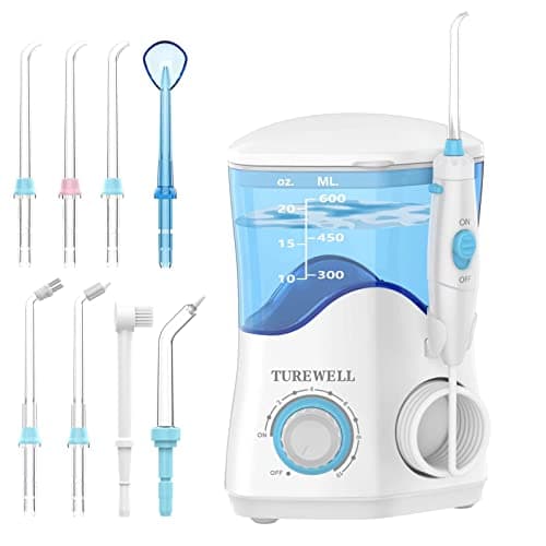 Irrigateur buccal dentaire à eau pour dents/appareils orthodontiques, 10 niveaux de pression, nettoyeur de dents à eau, 8 embouts de jet d'eau pour la famille, choix de fil dentaire électrique 600 ml...