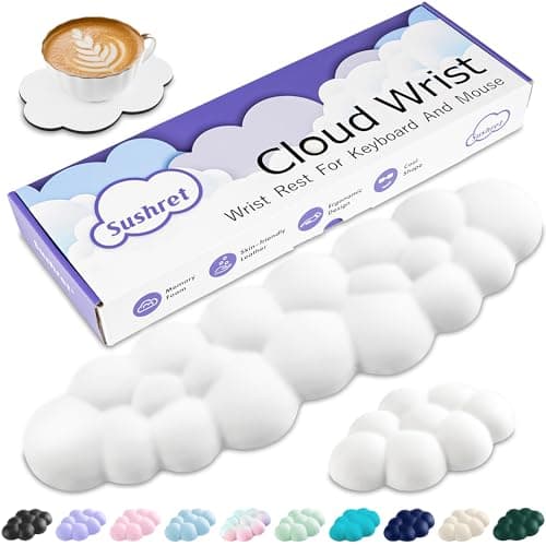 Sushret Cloud Wrist Rest Keyboard, Cloud Keyboard Wrist Pad Set with PU Leather Memory Foam, Cute Arm Rest for Palm Support, PC/Gaming Desk...