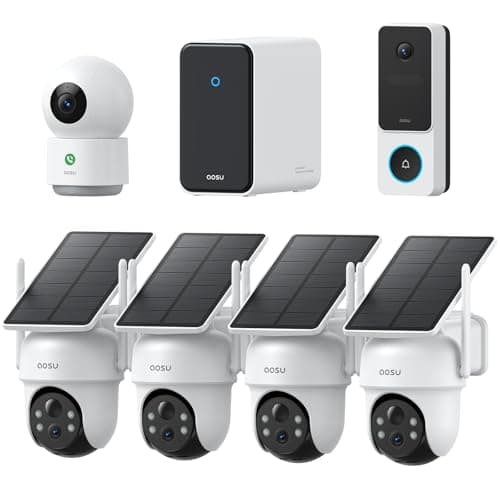AOSU Security Cameras Wireless Outdoor, 3K Solar CAM-KIT with Indoor & Doorbell Camera, No Subscription Required Home Security Camera System with...