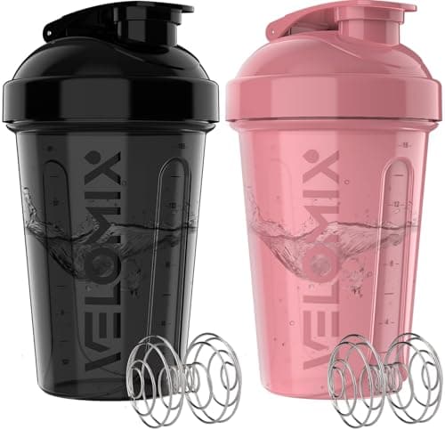 2 Pack- 20 oz Protein Shaker Bottles for Protein Mixes - 2x Wire Whisk | Leak Proof Shaker Cups for Protein Shakes and Pre Workout | Protein Shaker...