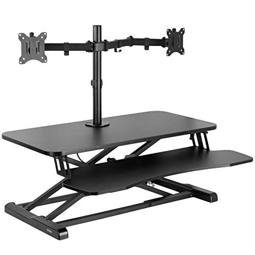 VIVO Height Adjustable 32 inch Standing Desk Converter with Dual 13 to 30 inch Monitor Stand, Sit Stand Monitor Mount and Desk Riser, Black,...