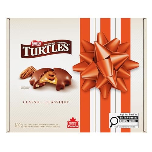 Coffret cadeau TURTLES, caramel onctueux et pacanes croquantes drapées de chocolat riche, préparé au Canada, sans gluten, 600 g