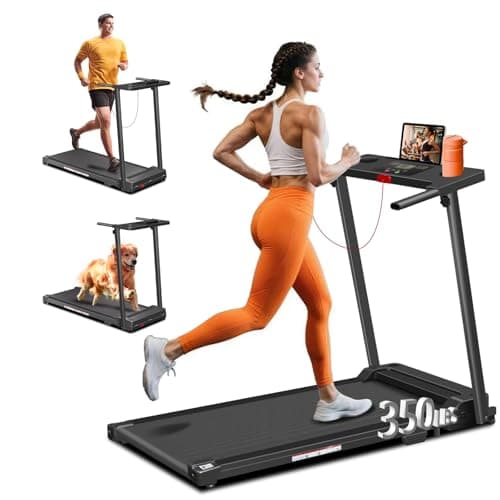 Tapis roulant avec poignée, petit tapis roulant pliable pour le bureau à domicile, tapis de marche portable 3.0HP avec affichage LED de la barre de poignée, capacité compacte de 330 LBS...