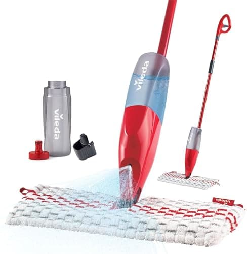 Vileda ProMist MAX Vadrouille en microfibre | Coffre-fort sur tous les types de sols | Choisissez votre propre solution de nettoyage | Lavable en machine et réutilisable double face...