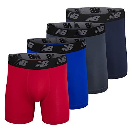 New Balance Boxer Performance No Fly standard 5" pour hommes (paquet de 4), Team Royal/Team Red/Pig/Thunder, Medium