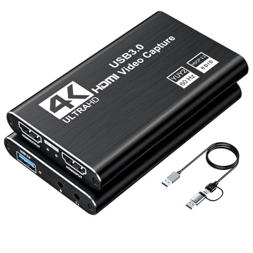 XIIXMASK Video Capture Card, Audio Video Capture Card, USB 3.0 Capture Card 4K HDMI Loop-Out, 1080P 60FPS/2K 30FPS Video Game Capture for Streaming...