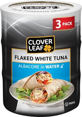 Thon germon blanc émietté Clover Leaf dans l'eau - 3 x 170 g, 3 unités - Thon en conserve - Tous les ingrédients naturels - Riche en...