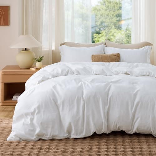 Bedsure White Duvet Cover Queen Size - Extra Soft Double Brushed Microfiber Bedding Set with Zipper Closure for Kids, 3 Pieces, Includes 1 Duvet...