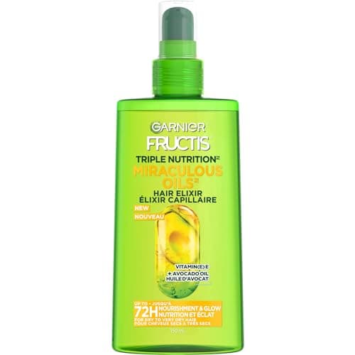 Garnier Fructis Traitement à l'huile miraculeuse aux huiles d'avocat, d'olive et d'amande pour cheveux secs à très secs, triple nutrition, 150 ml