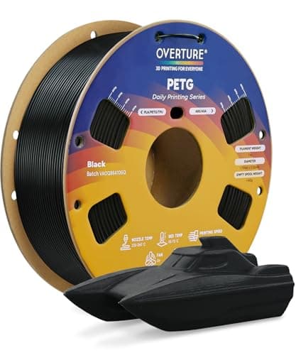 Filament OVERTURE PETG 1,75 mm, filament pour imprimante 3D, filament de 1 kg (2,2 lb), précision dimensionnelle 99 % de probabilité +/- 0...