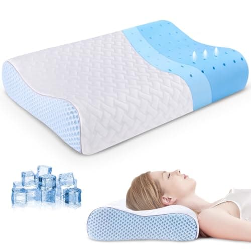 Neck Pillow for Neck and Shoulder, Cooling Memory Foam Pillow Bed Pillow for Sleeping, Contour Pillow Neck Support Pillow for Side Back Stomach...