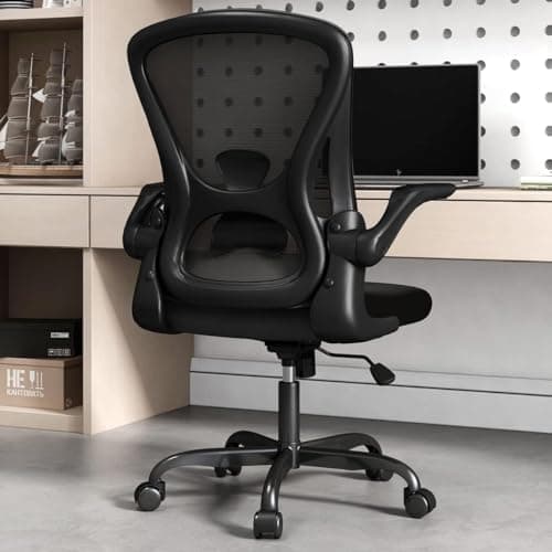 Sytas Office Chair, Ergonomic Desk Chair with 90° Flip-up Arms for Space Saving, Mesh Home Office Chair with S-Shaped Lumbar Support and 300 lbs...