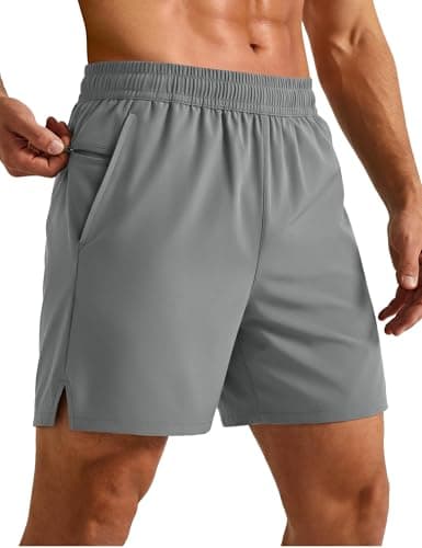 MAGCOMSEN Short de randonnée imperméable à séchage rapide pour homme de 12,7 cm, short actif en plein air avec poches zippées, gris moyen 34
