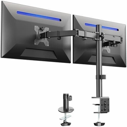 VIVO Dual Monitor Desk Mount, Holds 2 Computer Screens up to 30 inches and 22lbs Each, Heavy Duty Fully Adjustable Steel Stand with C-Clamp and...