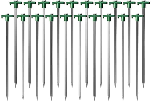 Cheardia 20 Pack Tent Stake, 10.25 Inch Galvanized Non-Rust Camping Family Tent Pop Up Ground Anchors for Tents, Canopies, Patio, Garden, Green