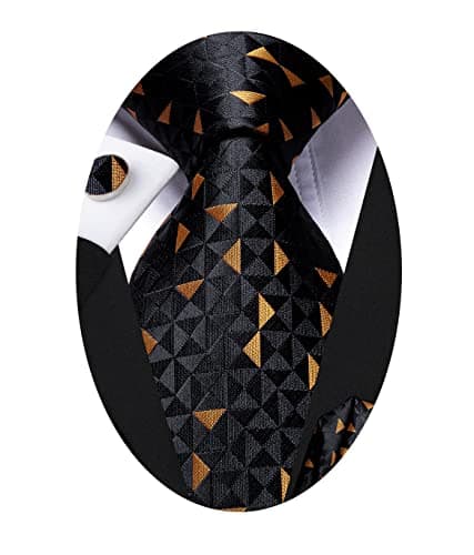 Hi-Tie Ties for Men Paisley Mens Tie Set Wedding Formal Business Striped Tie Sets,Black Plaid